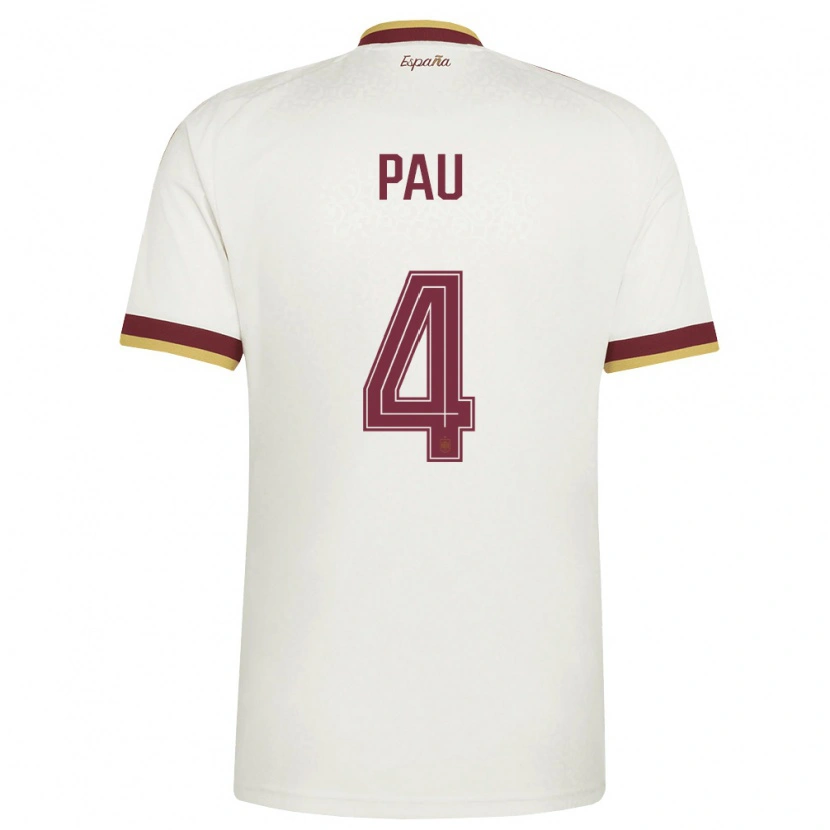 Danxen Mujer Camiseta España Pau Torres #4 Marfil Borgoña 2ª Equipación 26-28 La Camisa México