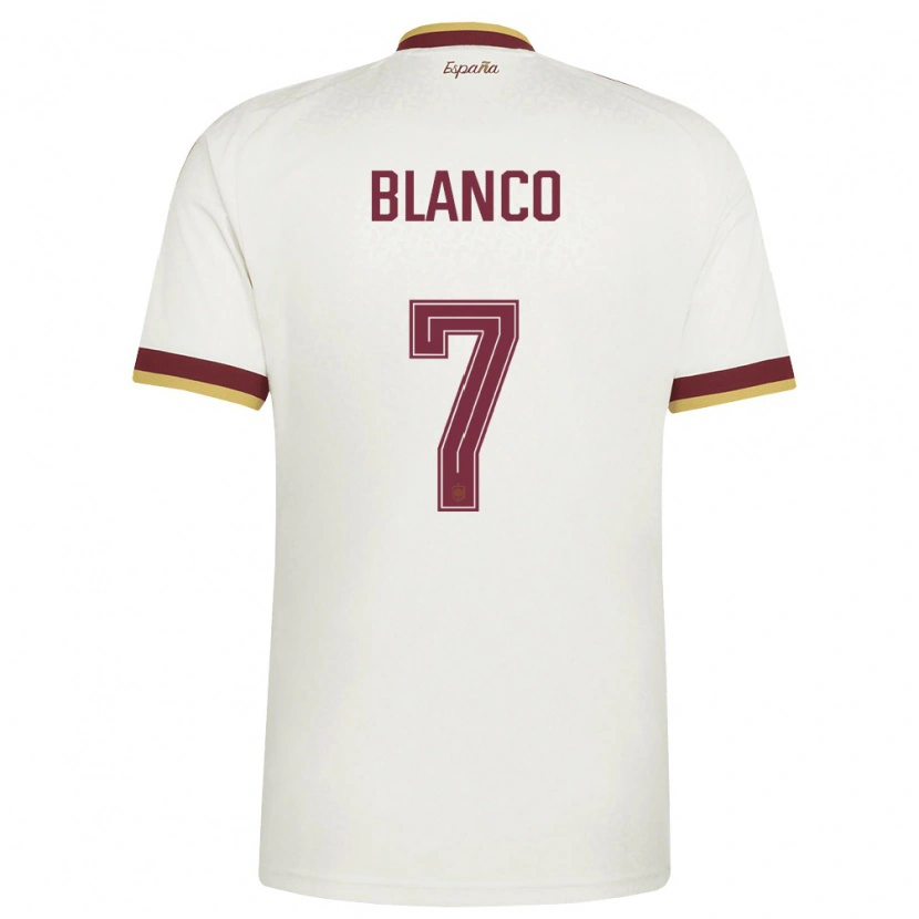 Danxen Mujer Camiseta España Fabio Blanco #7 Marfil Borgoña 2ª Equipación 26-28 La Camisa México