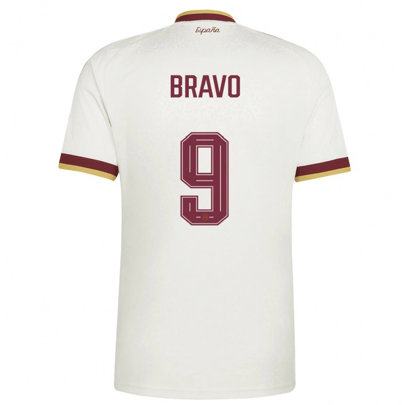 Danxen Mujer Camiseta España Iker Bravo #9 Marfil Borgoña 2ª Equipación 26-28 La Camisa México