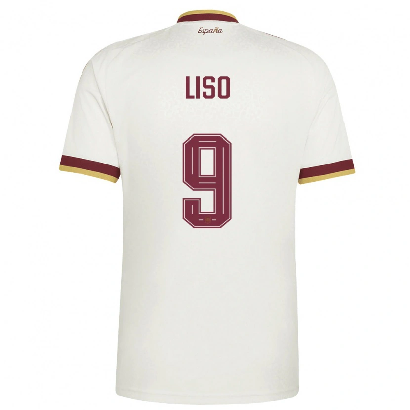 Danxen Mujer Camiseta España Adrián Liso #9 Marfil Borgoña 2ª Equipación 26-28 La Camisa México