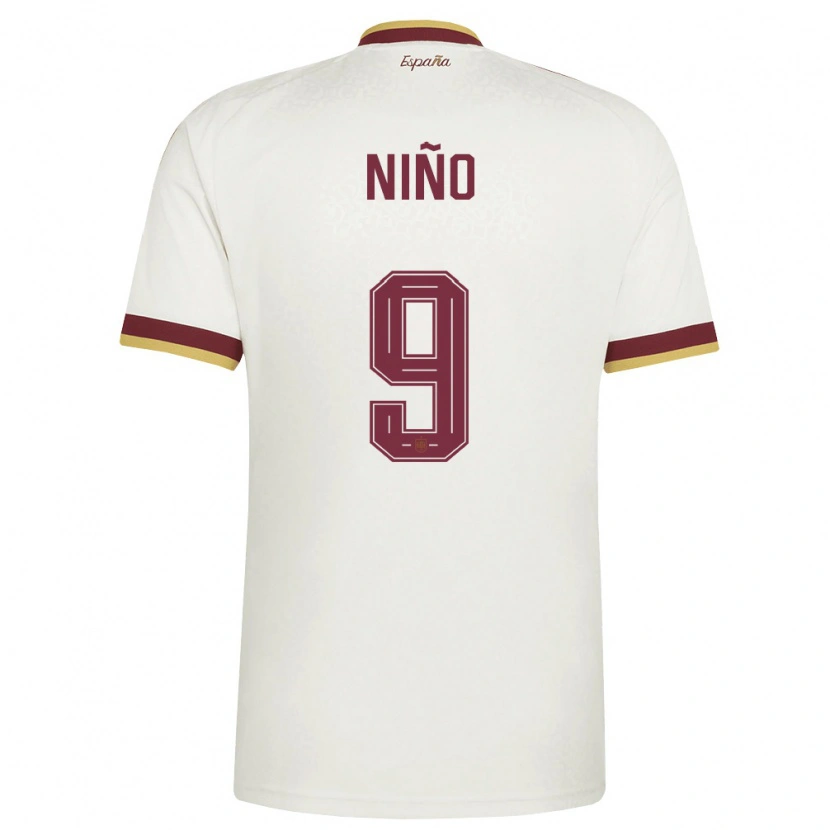 Danxen Mujer Camiseta España Adrián Niño #9 Marfil Borgoña 2ª Equipación 26-28 La Camisa México