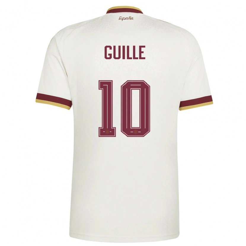 Danxen Mujer Camiseta España Guille Fernández #10 Marfil Borgoña 2ª Equipación 26-28 La Camisa México