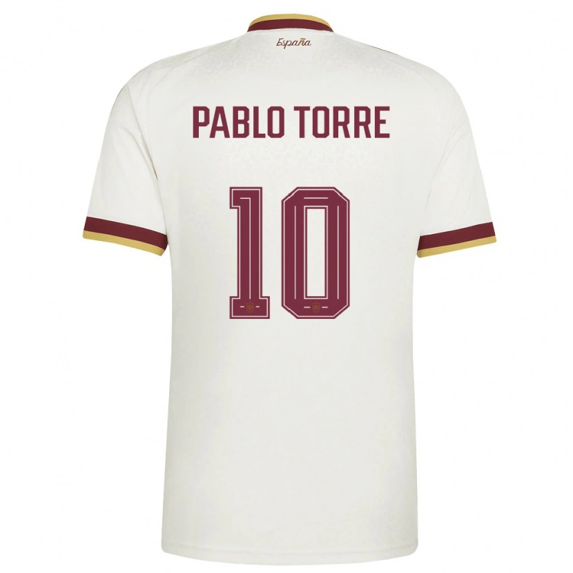 Danxen Mujer Camiseta España Pablo Torre #10 Marfil Borgoña 2ª Equipación 26-28 La Camisa México