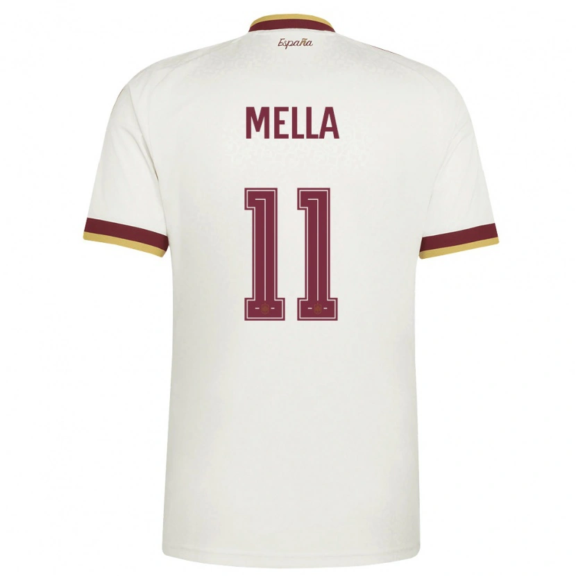 Danxen Mujer Camiseta España David Mella #11 Marfil Borgoña 2ª Equipación 26-28 La Camisa México