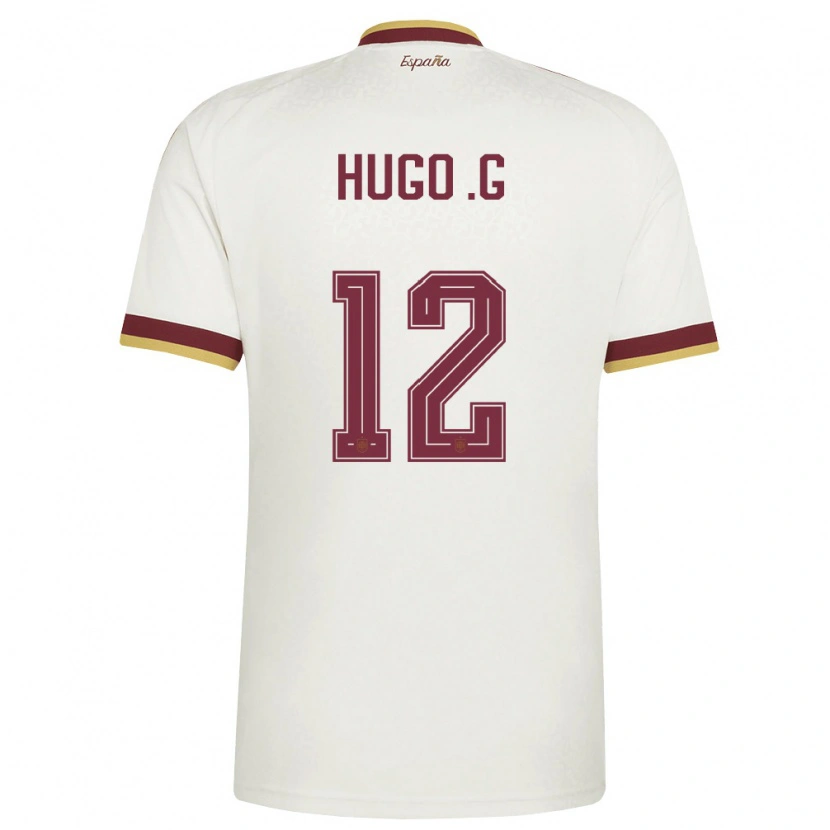 Danxen Mujer Camiseta España Hugo Guillamon #12 Marfil Borgoña 2ª Equipación 26-28 La Camisa México
