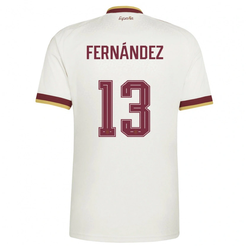 Danxen Mujer Camiseta España Cesar Fernandez #13 Marfil Borgoña 2ª Equipación 26-28 La Camisa México