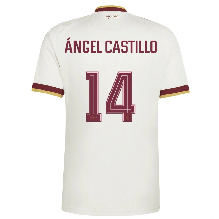 Danxen Mujer Camiseta España Manuel Ángel Castillo #14 Marfil Borgoña 2ª Equipación 26-28 La Camisa México