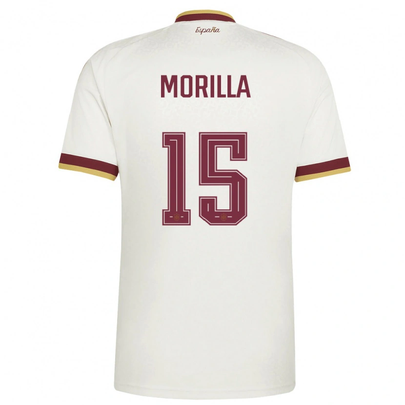 Danxen Mujer Camiseta España Jairo Morilla #15 Marfil Borgoña 2ª Equipación 26-28 La Camisa México