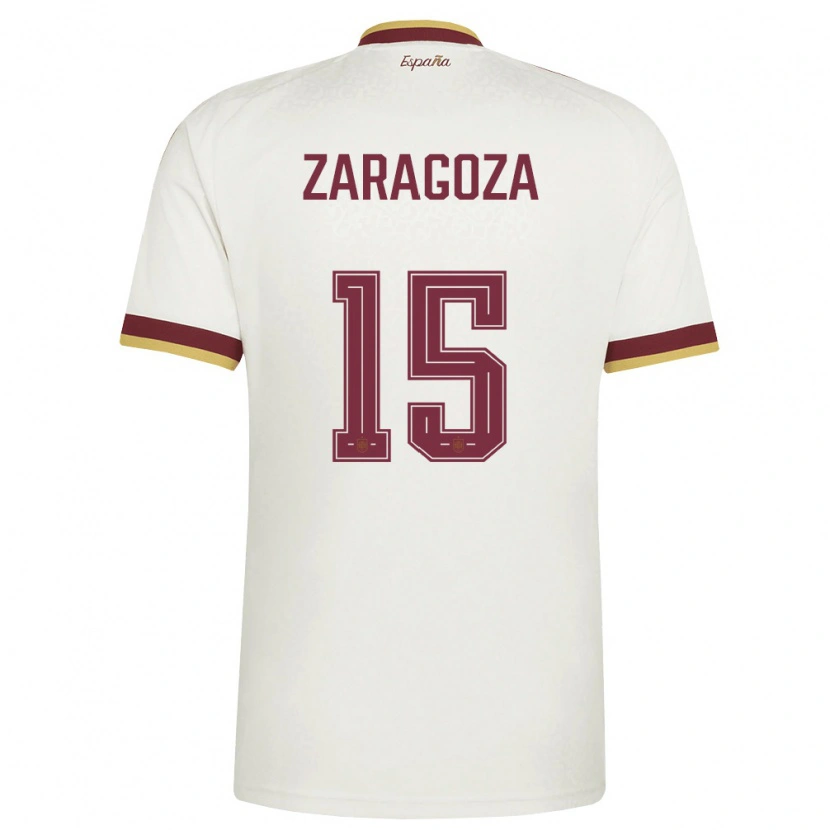 Danxen Mujer Camiseta España Bryan Zaragoza #15 Marfil Borgoña 2ª Equipación 26-28 La Camisa México
