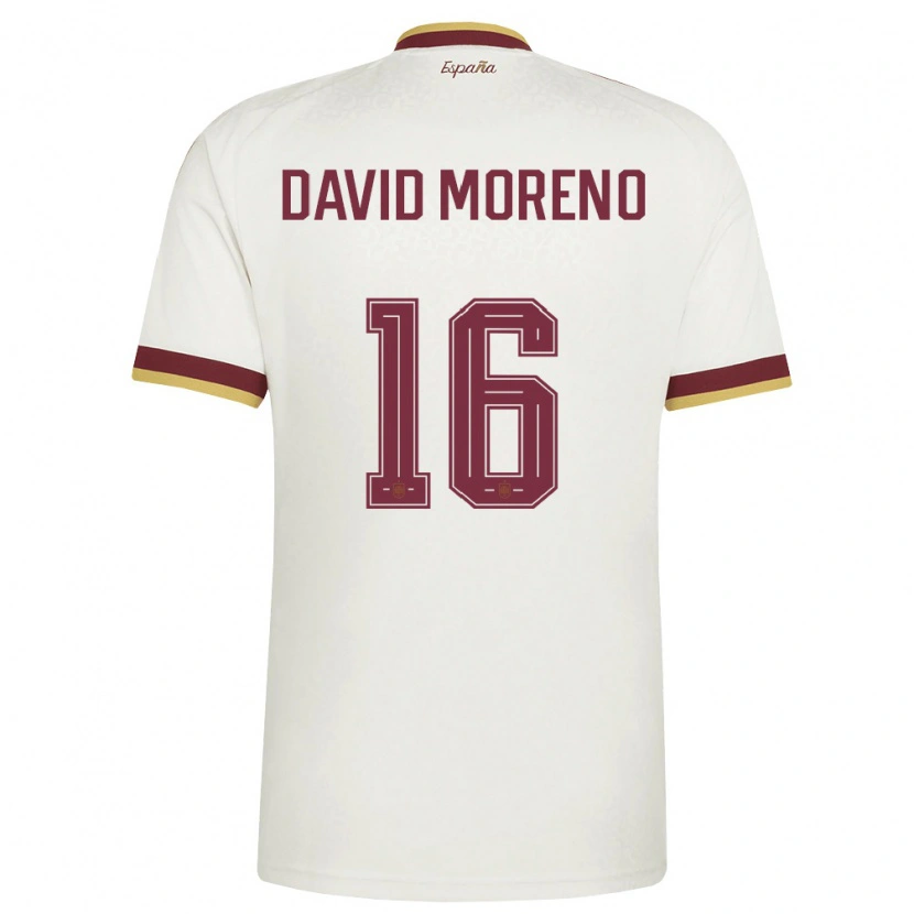Danxen Mujer Camiseta España Antonio David Moreno #16 Marfil Borgoña 2ª Equipación 26-28 La Camisa México
