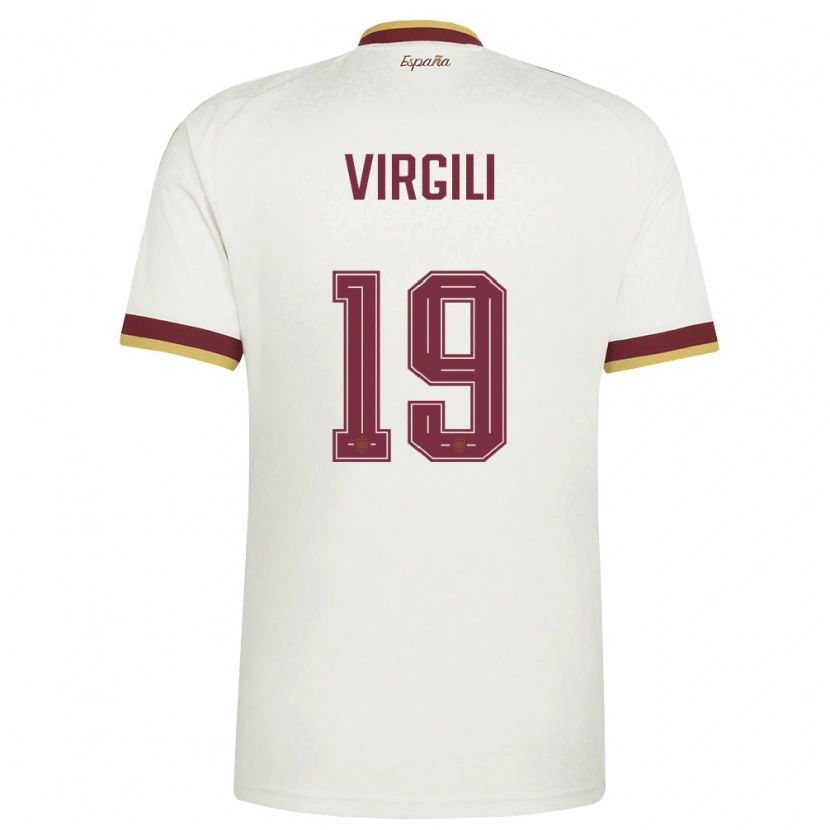 Danxen Mujer Camiseta España Jan Virgili #19 Marfil Borgoña 2ª Equipación 26-28 La Camisa México