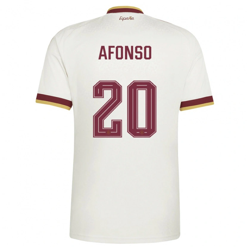 Danxen Mujer Camiseta España Nicolás Afonso #20 Marfil Borgoña 2ª Equipación 26-28 La Camisa México