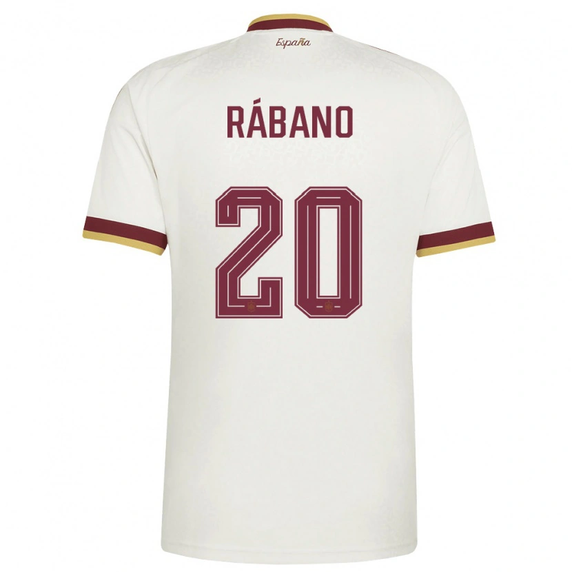 Danxen Mujer Camiseta España Nuria Rabano #20 Marfil Borgoña 2ª Equipación 26-28 La Camisa México