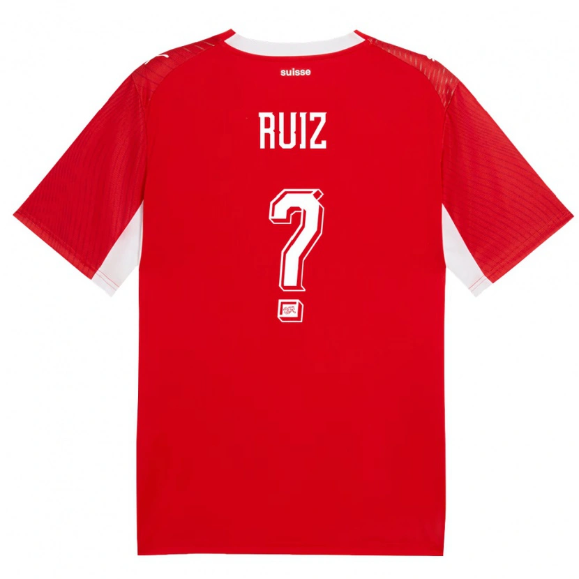 Danxen Niño Camiseta Suiza Joel Ruiz #0 Rojo Blanco 1ª Equipación 26-28 La Camisa México