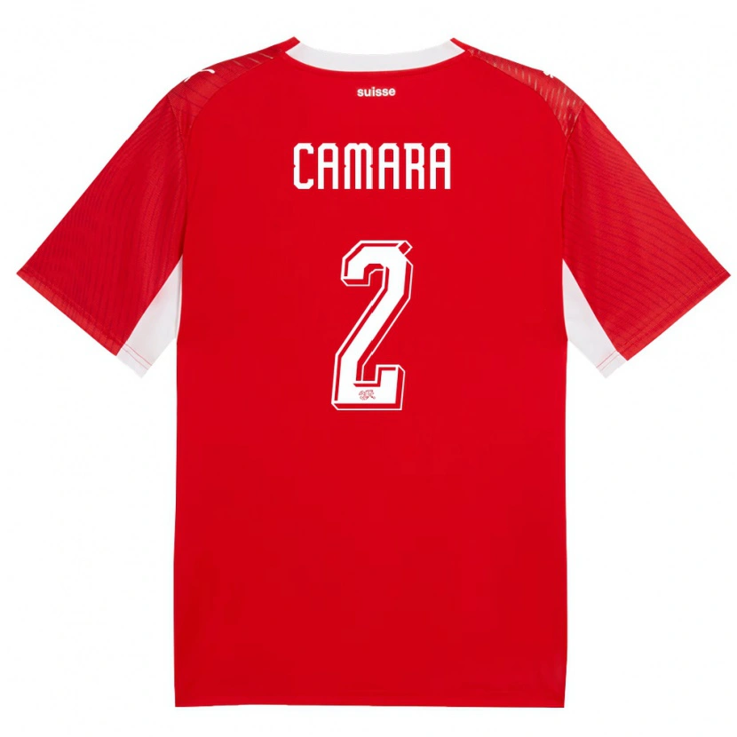 Danxen Niño Camiseta Suiza Sambou Camara #2 Rojo Blanco 1ª Equipación 26-28 La Camisa México