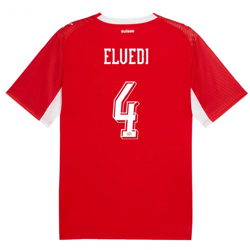 Danxen Niño Camiseta Suiza Nico Elvedi #4 Rojo Blanco 1ª Equipación 26-28 La Camisa México
