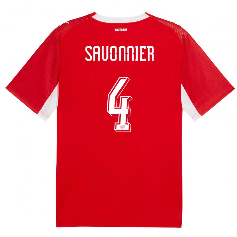 Danxen Niño Camiseta Suiza Nelson Savonnier #4 Rojo Blanco 1ª Equipación 26-28 La Camisa México