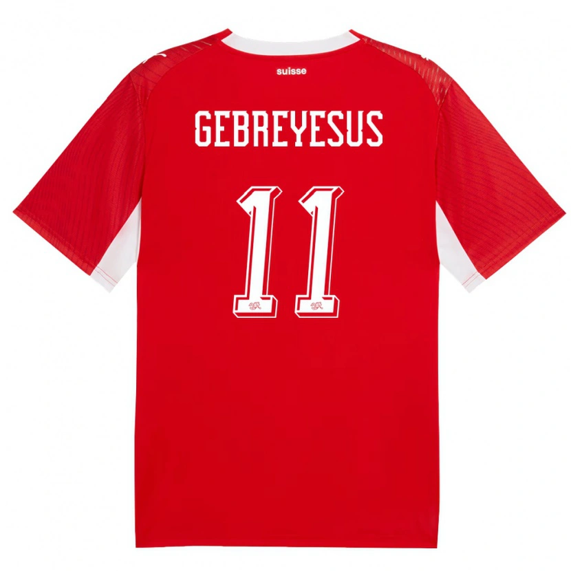 Danxen Niño Camiseta Suiza Esey Gebreyesus #11 Rojo Blanco 1ª Equipación 26-28 La Camisa México