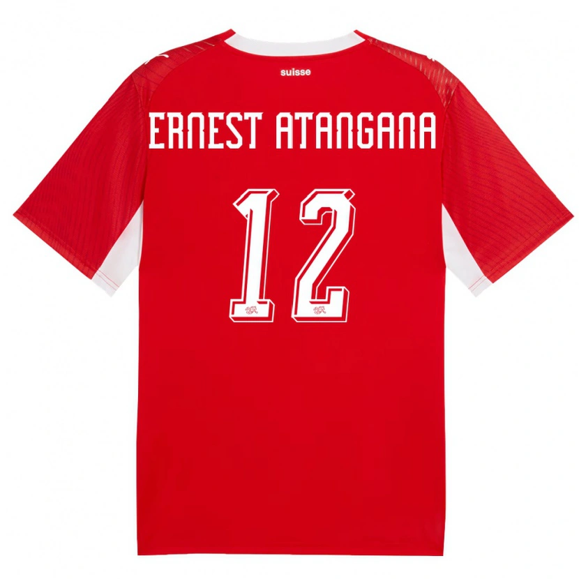 Danxen Niño Camiseta Suiza Brian Ernest Atangana #12 Rojo Blanco 1ª Equipación 26-28 La Camisa México
