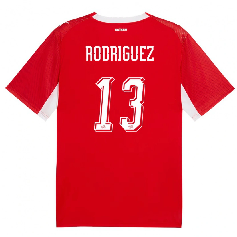 Danxen Niño Camiseta Suiza Ricardo Rodríguez #13 Rojo Blanco 1ª Equipación 26-28 La Camisa México