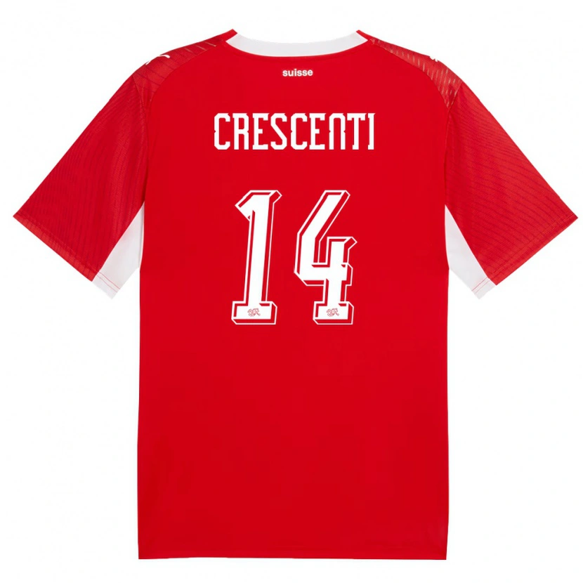 Danxen Niño Camiseta Suiza Federico Crescenti #14 Rojo Blanco 1ª Equipación 26-28 La Camisa México