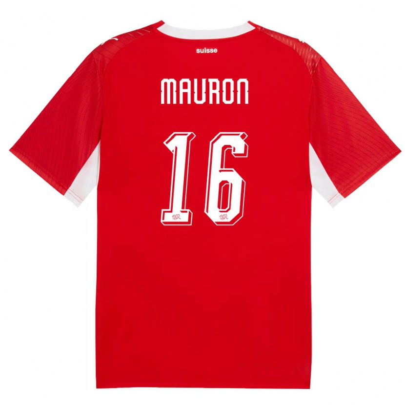 Danxen Niño Camiseta Suiza Sandrine Mauron #16 Rojo Blanco 1ª Equipación 26-28 La Camisa México
