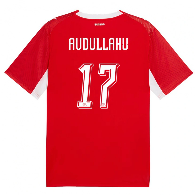 Danxen Niño Camiseta Suiza Leon Avdullahu #17 Rojo Blanco 1ª Equipación 26-28 La Camisa México