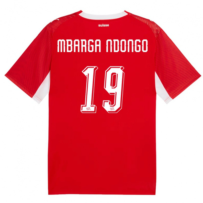 Danxen Niño Camiseta Suiza Ernest Mbarga Ndongo #19 Rojo Blanco 1ª Equipación 26-28 La Camisa México