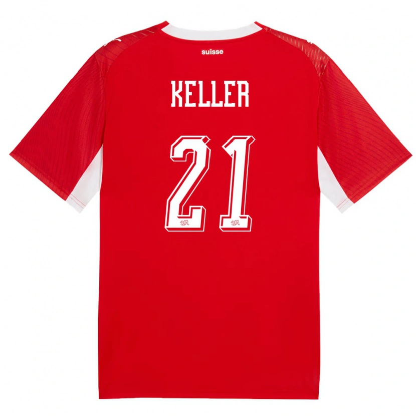 Danxen Niño Camiseta Suiza Marvin Keller #21 Rojo Blanco 1ª Equipación 26-28 La Camisa México