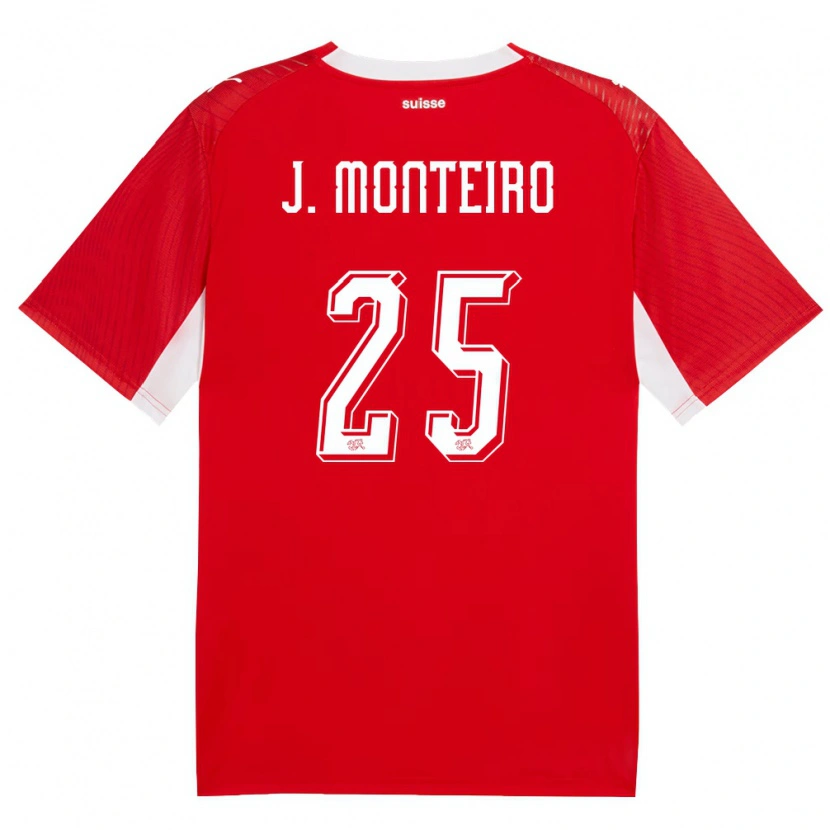 Danxen Niño Camiseta Suiza Joël Monteiro #25 Rojo Blanco 1ª Equipación 26-28 La Camisa México
