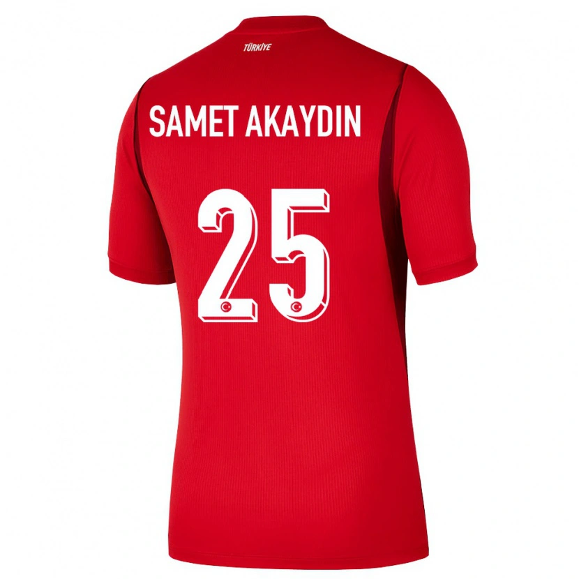 Danxen Niño Camiseta Turquía Samet Akaydin #25 Rojo Borgoña 1ª Equipación 26-28 La Camisa México