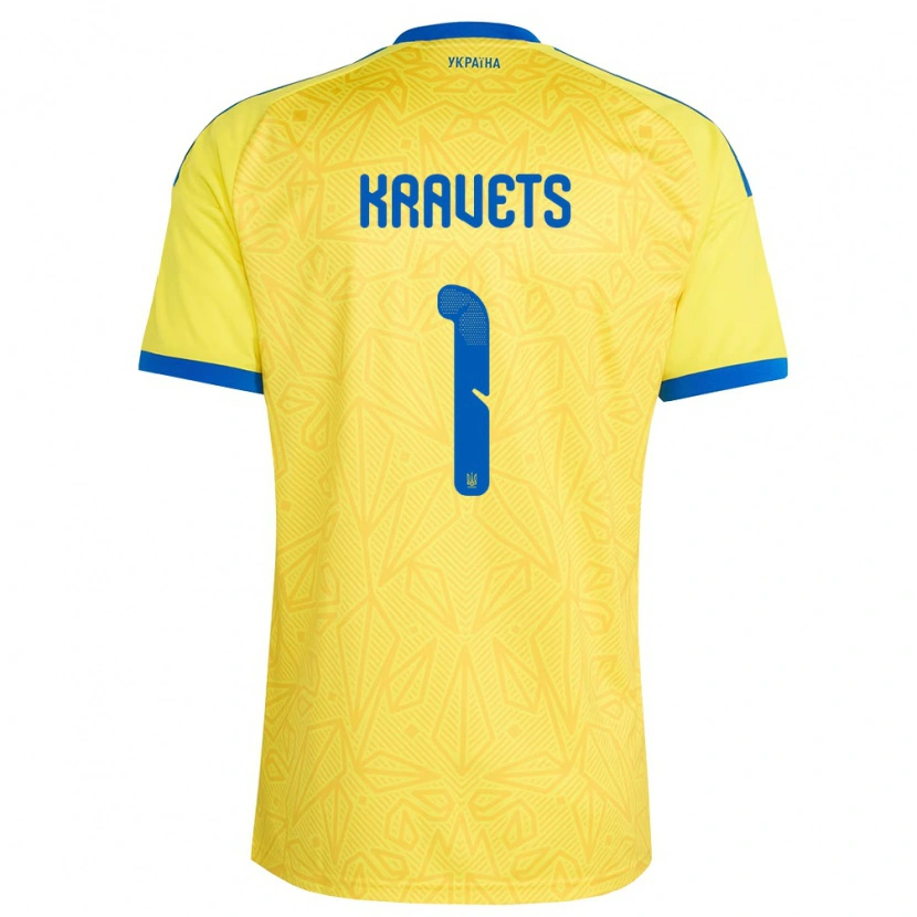 Danxen Niño Camiseta Ucrania Vladyslav Kravets #1 Amarillo Azul 1ª Equipación 26-28 La Camisa México