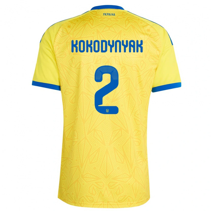 Danxen Niño Camiseta Ucrania Yuriy Kokodynyak #2 Amarillo Azul 1ª Equipación 26-28 La Camisa México