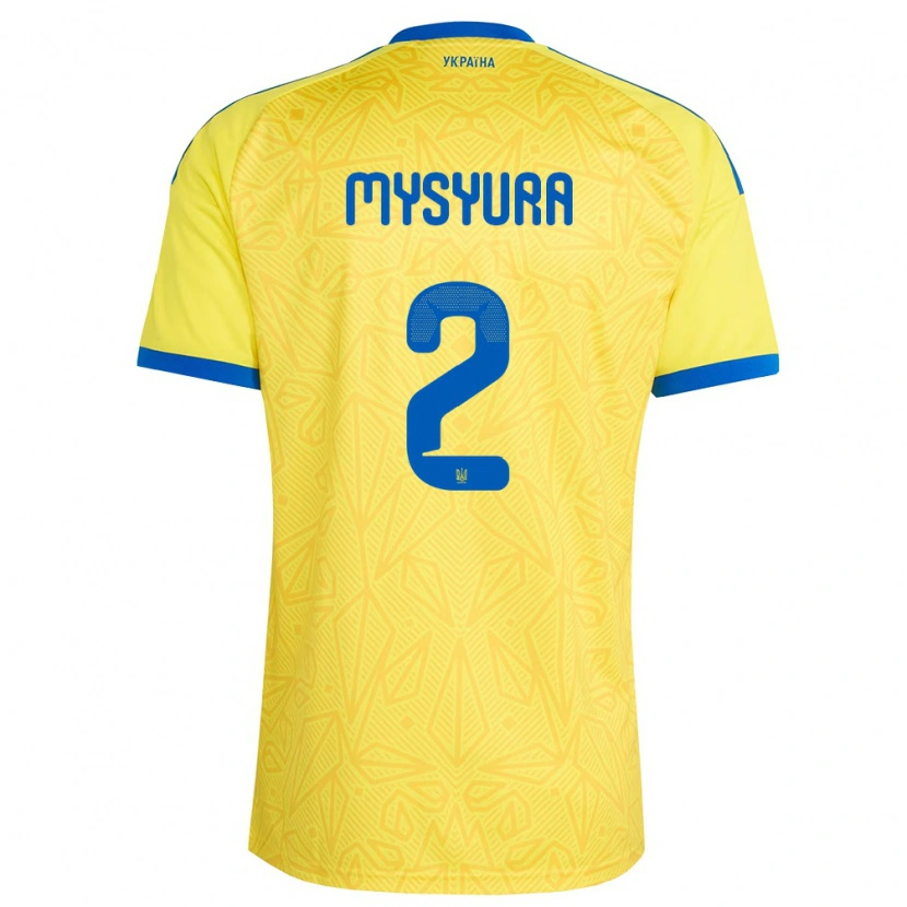 Danxen Niño Camiseta Ucrania Maksym Mysyura #2 Amarillo Azul 1ª Equipación 26-28 La Camisa México