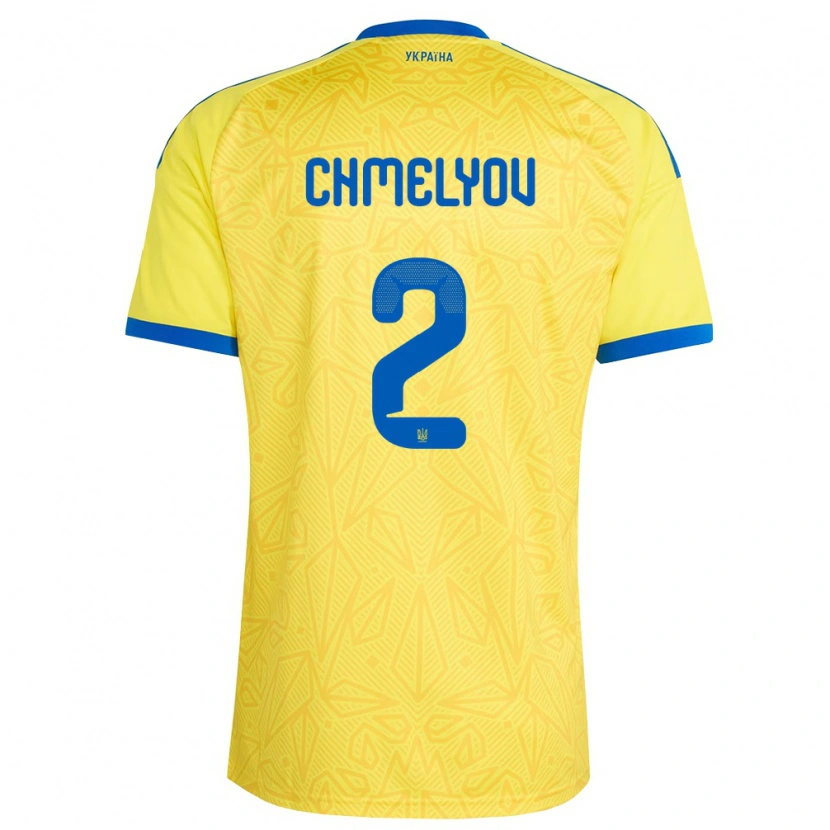 Danxen Niño Camiseta Ucrania Oleksandr Chmelyov #2 Amarillo Azul 1ª Equipación 26-28 La Camisa México