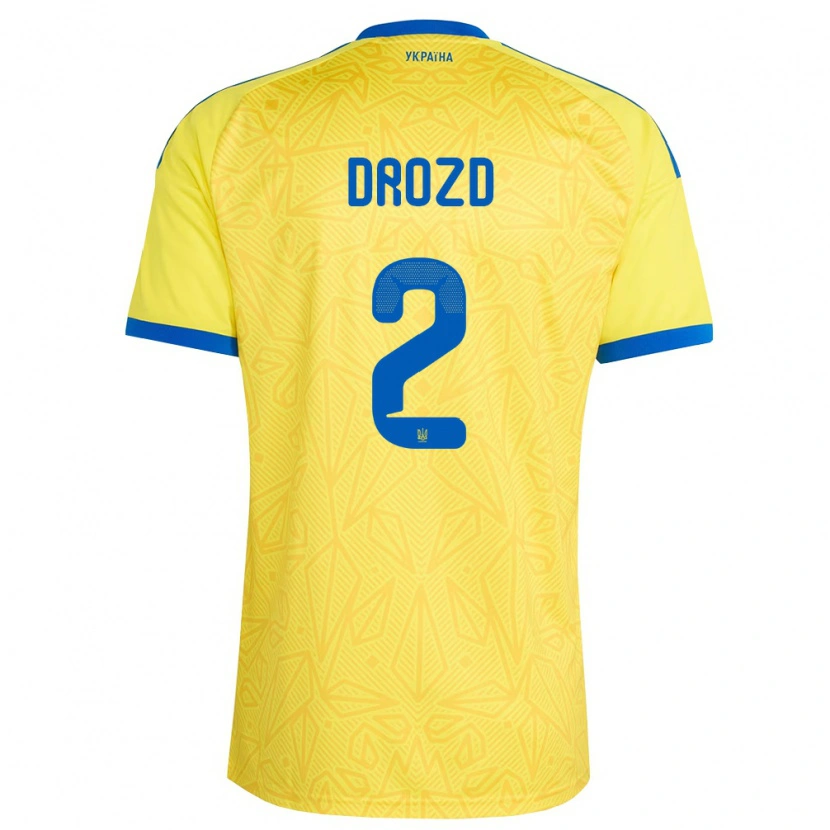 Danxen Niño Camiseta Ucrania Anton Drozd #2 Amarillo Azul 1ª Equipación 26-28 La Camisa México