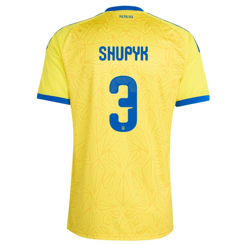 Danxen Niño Camiseta Ucrania Roman Shupyk #3 Amarillo Azul 1ª Equipación 26-28 La Camisa México
