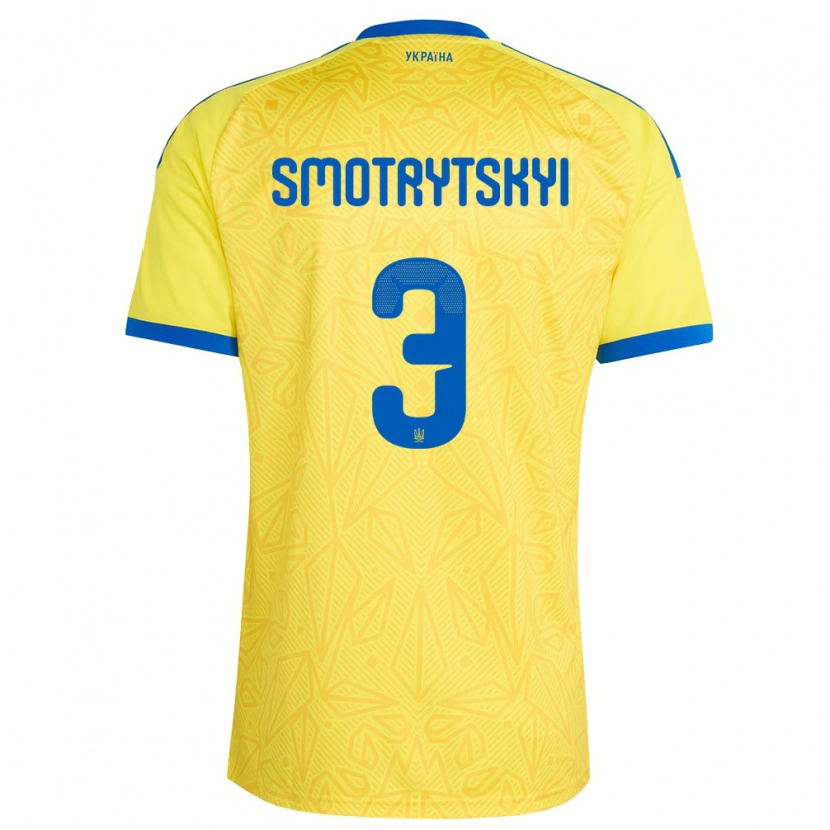 Danxen Niño Camiseta Ucrania Nazar Smotrytskyi #3 Amarillo Azul 1ª Equipación 26-28 La Camisa México