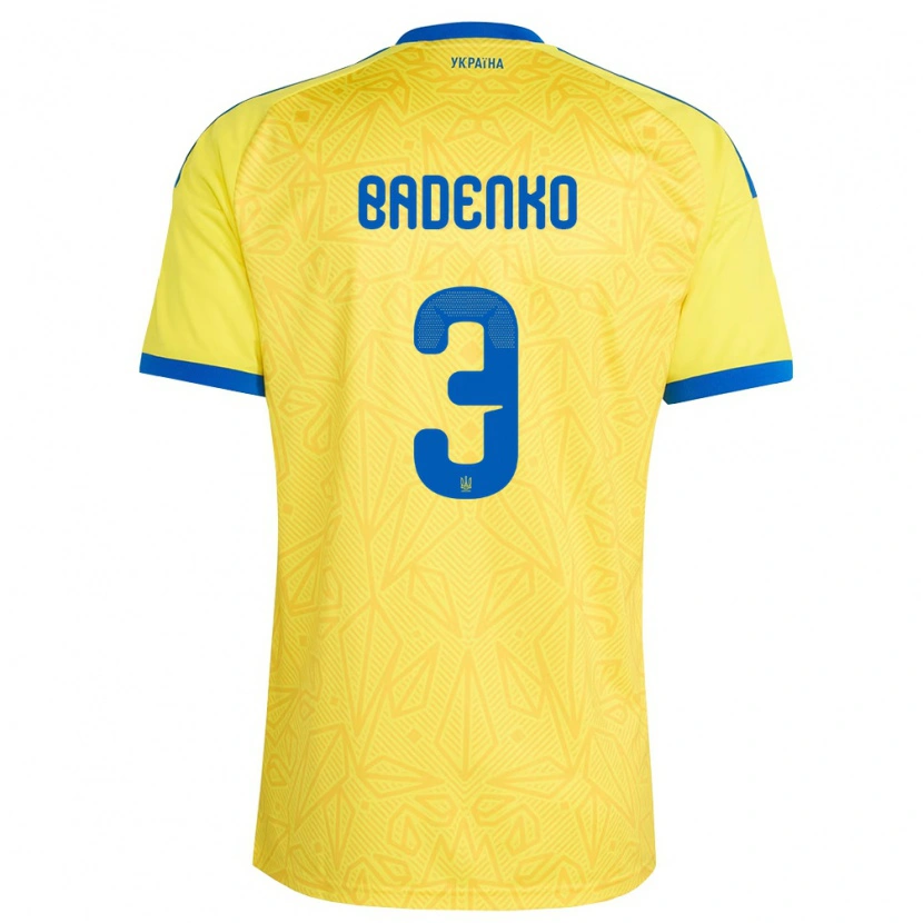 Danxen Niño Camiseta Ucrania Ilya Badenko #3 Amarillo Azul 1ª Equipación 26-28 La Camisa México