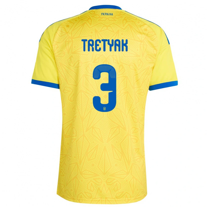 Danxen Niño Camiseta Ucrania Demyan Tretyak #3 Amarillo Azul 1ª Equipación 26-28 La Camisa México