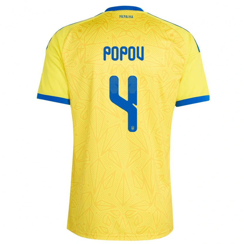 Danxen Niño Camiseta Ucrania Denys Popov #4 Amarillo Azul 1ª Equipación 26-28 La Camisa México