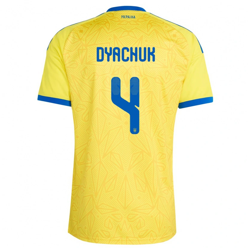 Danxen Niño Camiseta Ucrania Maksym Dyachuk #4 Amarillo Azul 1ª Equipación 26-28 La Camisa México