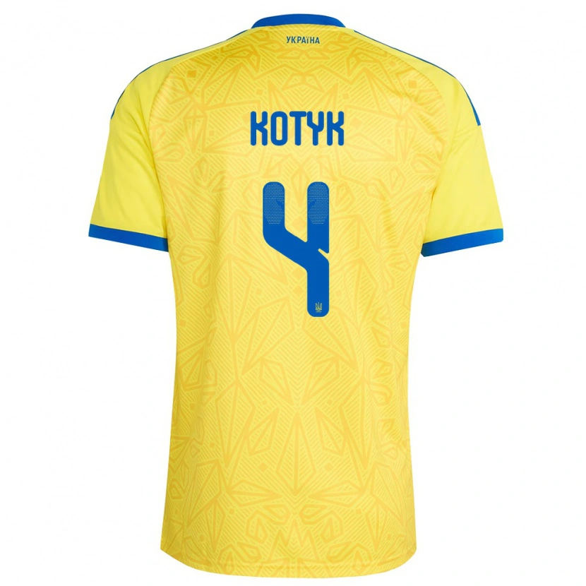 Danxen Niño Camiseta Ucrania Yana Kotyk #4 Amarillo Azul 1ª Equipación 26-28 La Camisa México