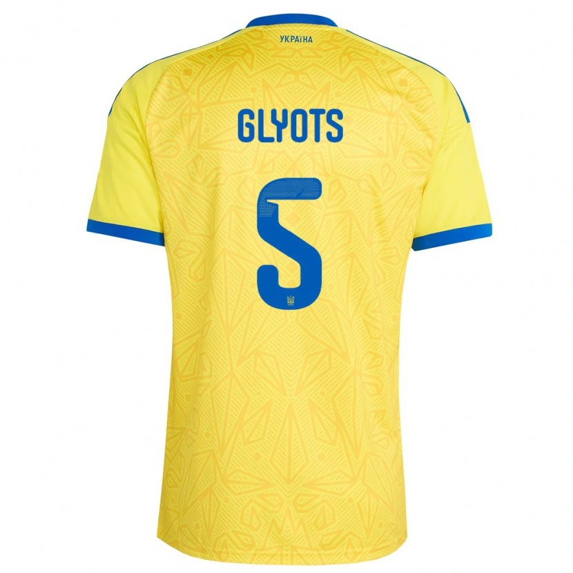 Danxen Niño Camiseta Ucrania Svyatoslav Glyots #5 Amarillo Azul 1ª Equipación 26-28 La Camisa México