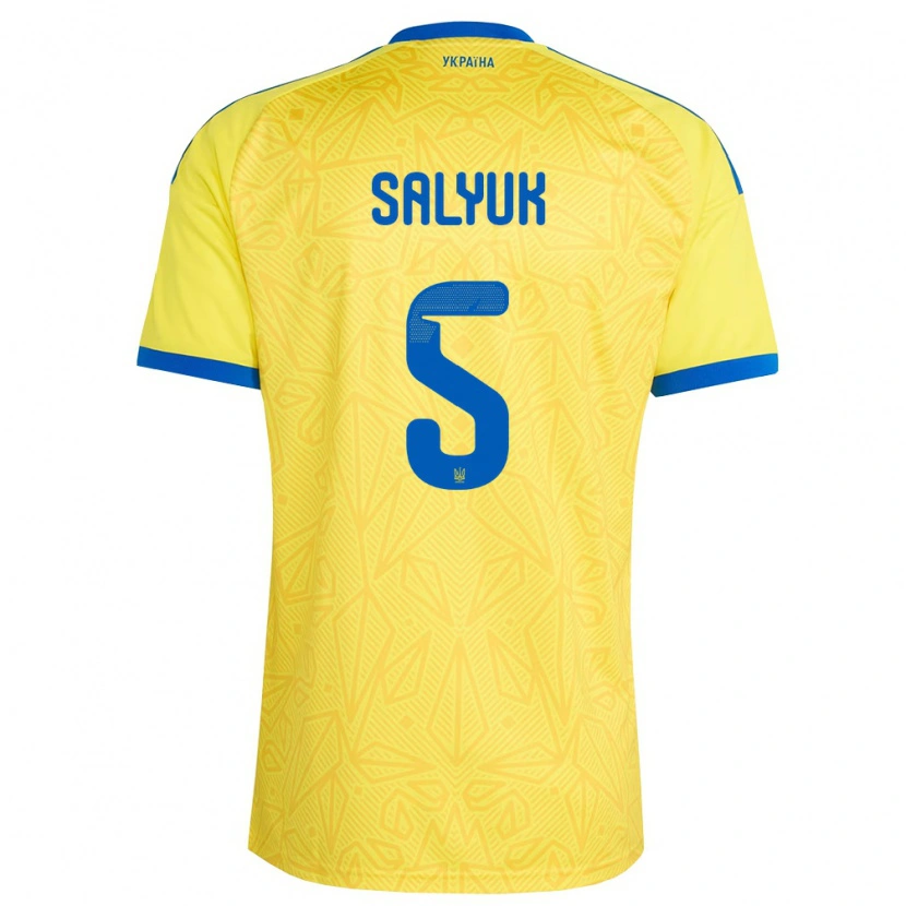 Danxen Niño Camiseta Ucrania Volodymyr Salyuk #5 Amarillo Azul 1ª Equipación 26-28 La Camisa México
