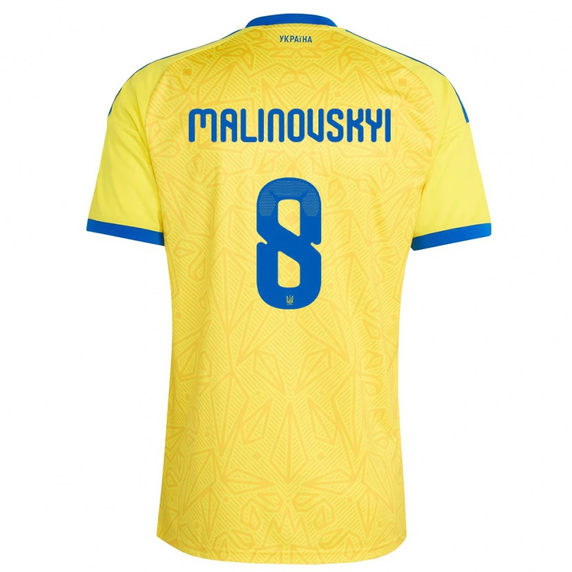 Danxen Niño Camiseta Ucrania Ruslan Malinovskyi #8 Amarillo Azul 1ª Equipación 26-28 La Camisa México