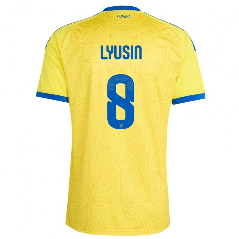 Danxen Niño Camiseta Ucrania Pavlo Lyusin #8 Amarillo Azul 1ª Equipación 26-28 La Camisa México
