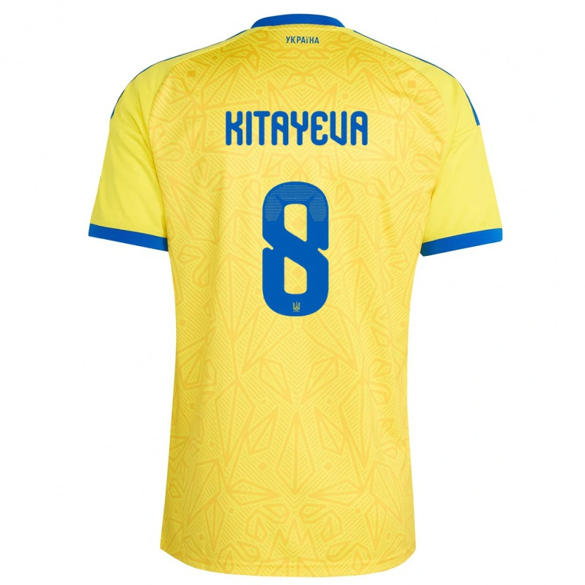 Danxen Niño Camiseta Ucrania Tetyana Kitayeva #8 Amarillo Azul 1ª Equipación 26-28 La Camisa México