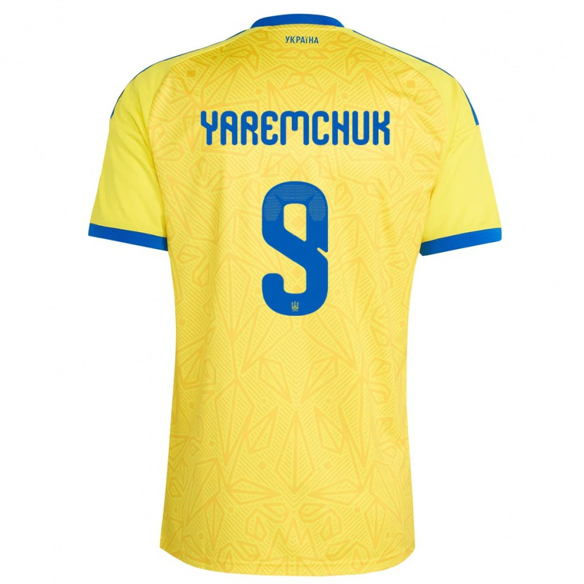 Danxen Niño Camiseta Ucrania Roman Yaremchuk #9 Amarillo Azul 1ª Equipación 26-28 La Camisa México
