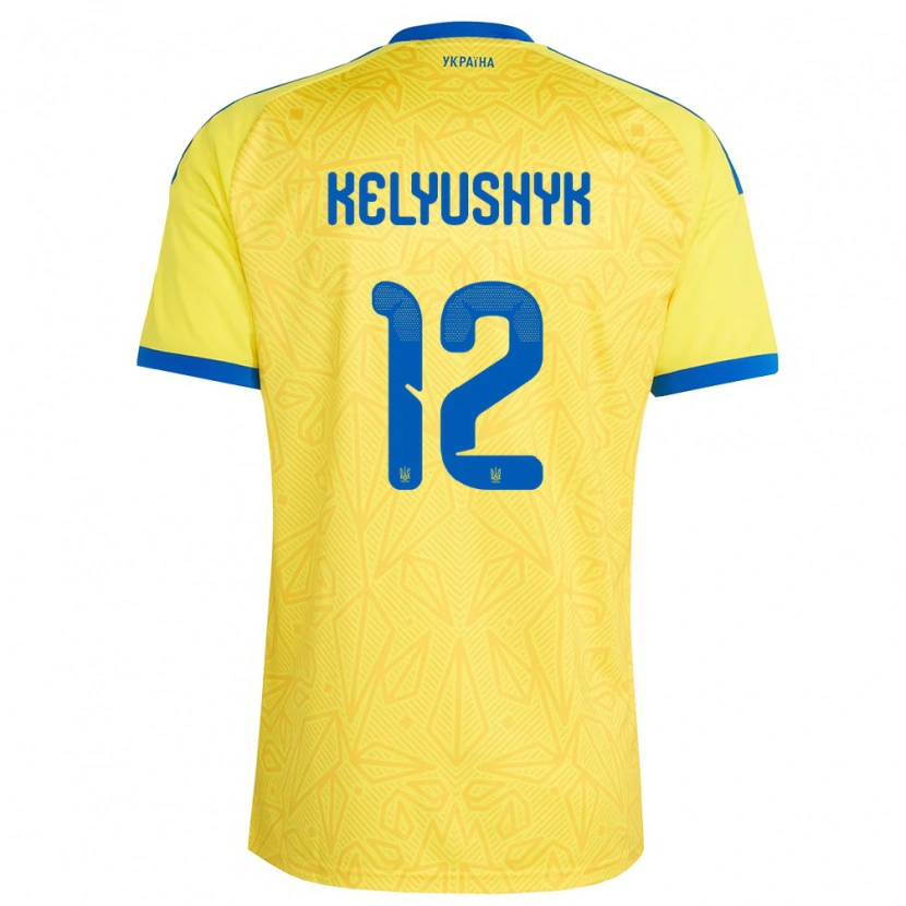 Danxen Niño Camiseta Ucrania Darya Kelyushyk #12 Amarillo Azul 1ª Equipación 26-28 La Camisa México